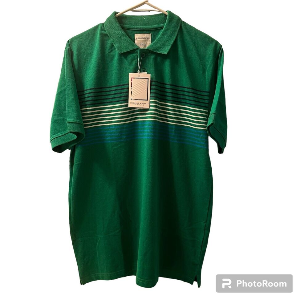 Stitches & Rivets Knit Golf Polo Shirt Men's Size XLarge Green Activewear NEW